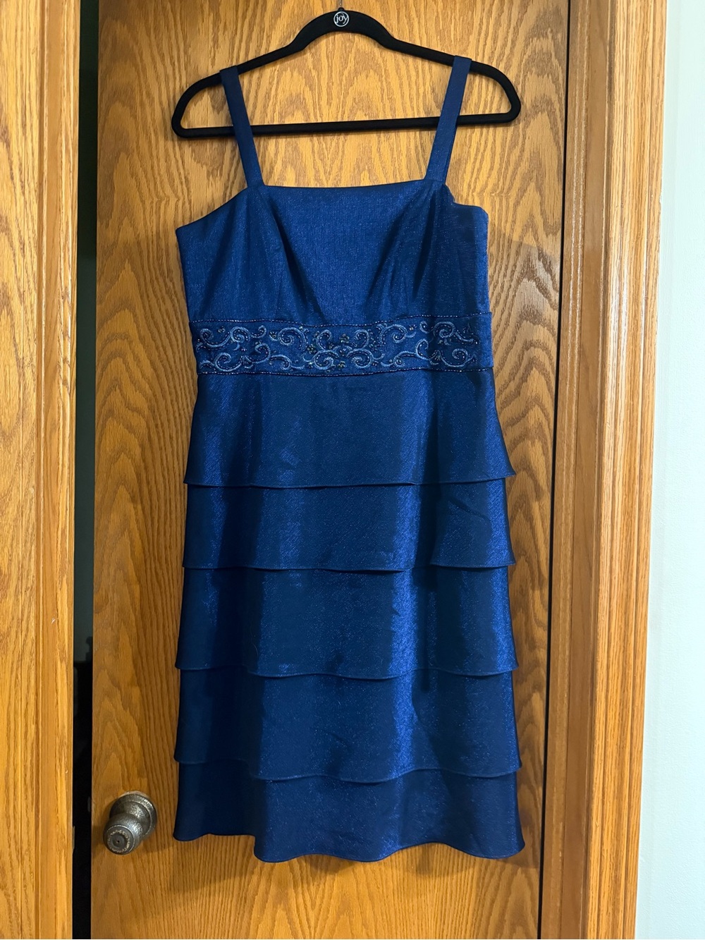 R&M Richards Tiered Cocktail Dress with Beaded Waistband and Bolero Jacket